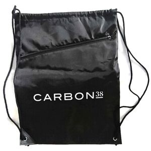 CARBON 38 Nylon Cinch Drawstring Backpack Black Zipper Yoga Gym Bag